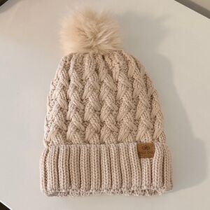 Page One Cream Knit Pom-Pom Beanie